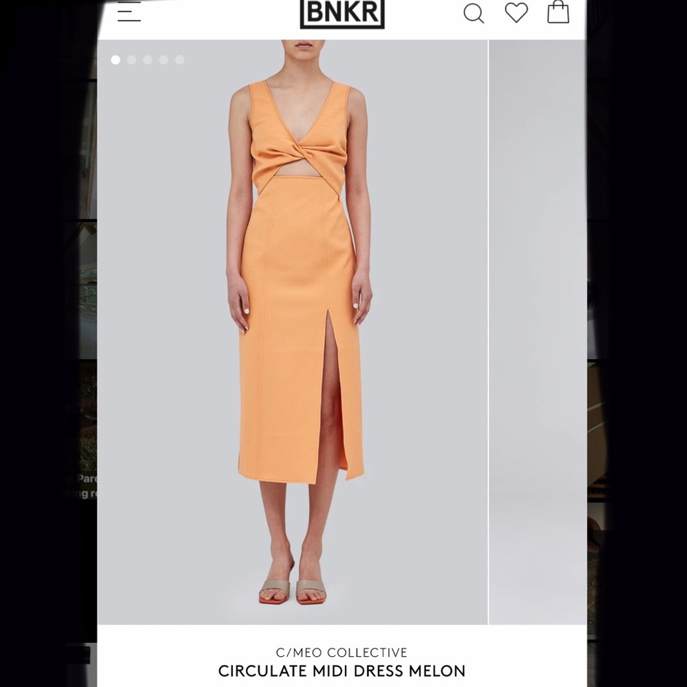 C/MEO Circulate Midi Dress, Melon size 4